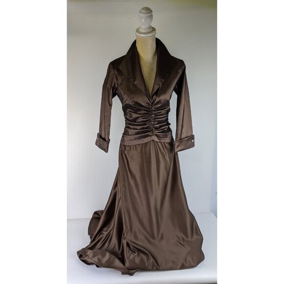 Tadashi Shoji Dresses & Skirts - Vintage Tadashi Shoji Brown Formal Gown Womens Size 8 Evening Dress Prom Party